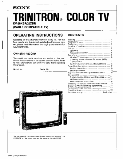 sony kv-25xbr also for kv-20xbr